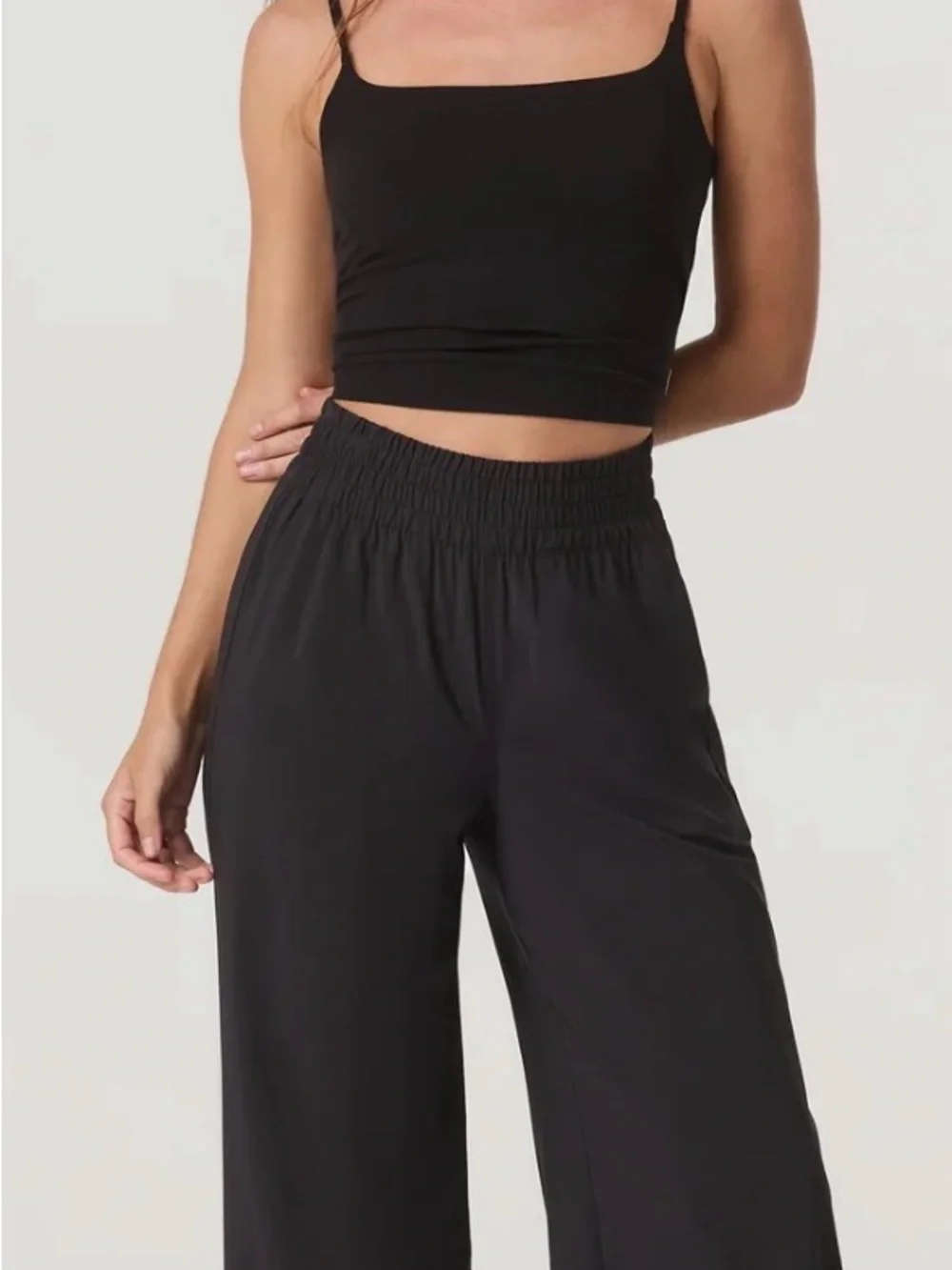 Villa Wideleg Pant - Long, Pull-On Wide-Leg Pants in Black - Picture 4 of 7